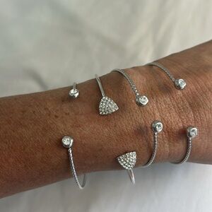 Elegant Silver adjustable Bangle bracelet Set of 4